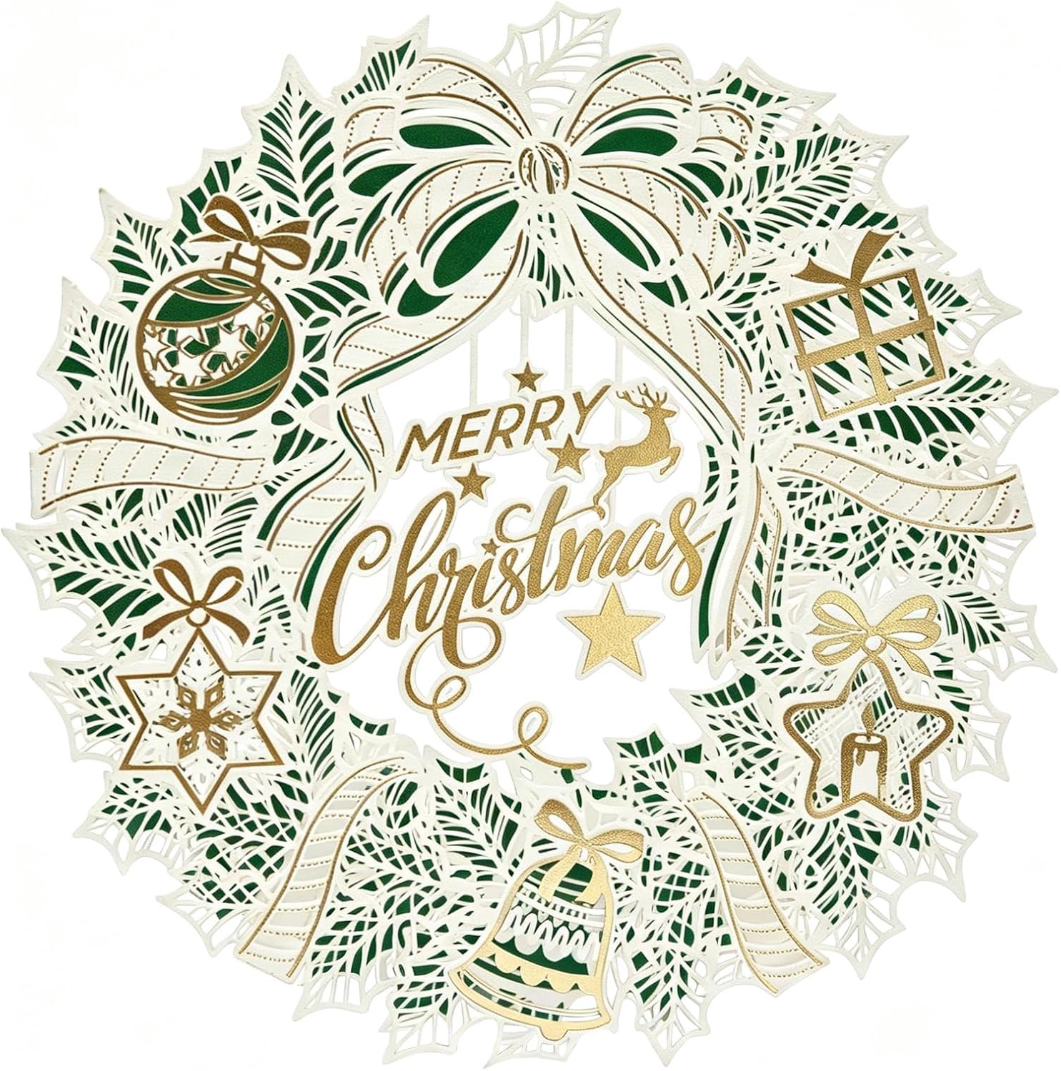 3D Kerstwenskaart – Winterkrans-thema - inclusief envelop - ideaal voor familie en vrienden