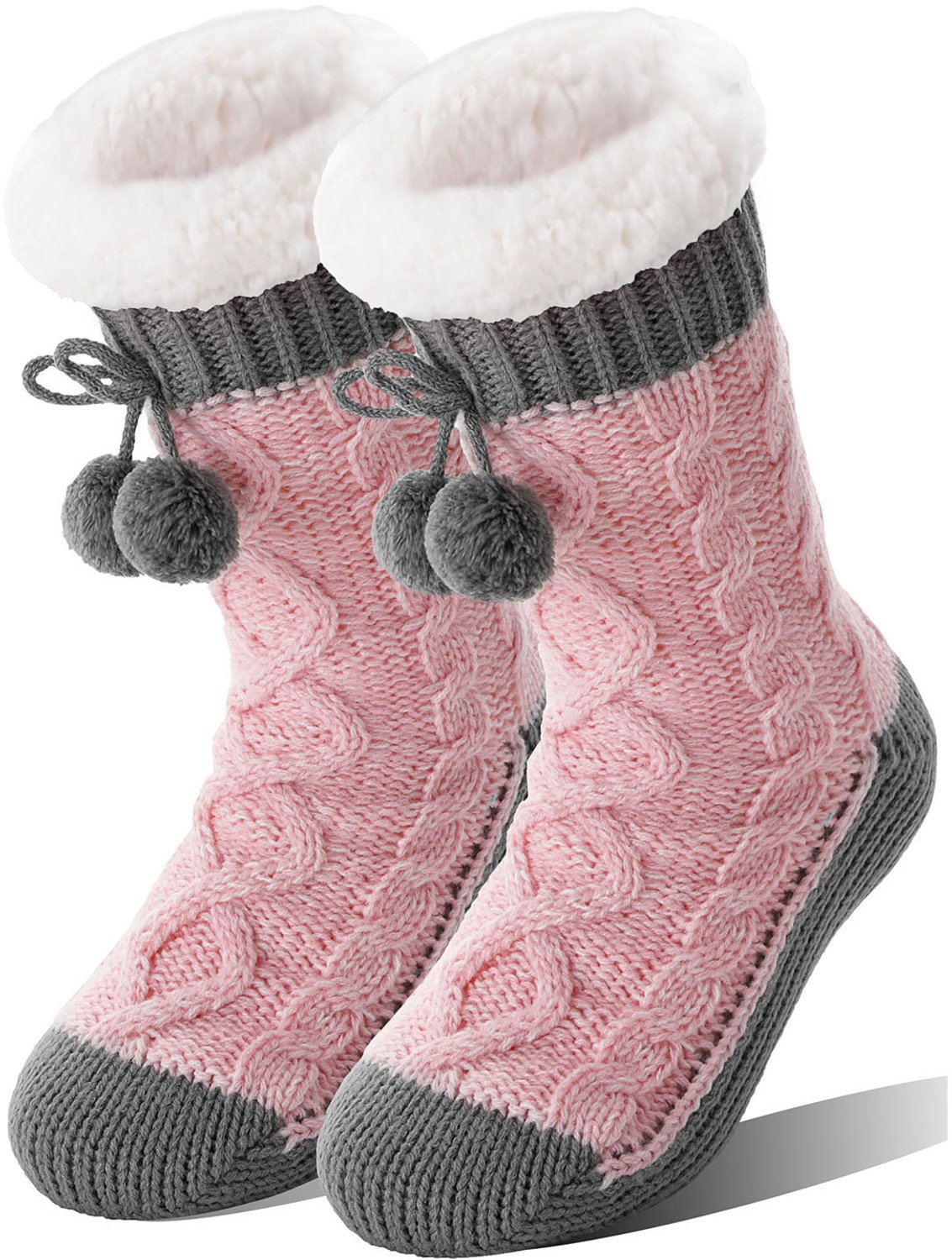 HisKes Warme wintersokken Huissokken Vloersokken Warme sokken met fleecevoering Slaapsokken Warme sokken voor de winter Kerstmis Kerstcadeau – One Roze