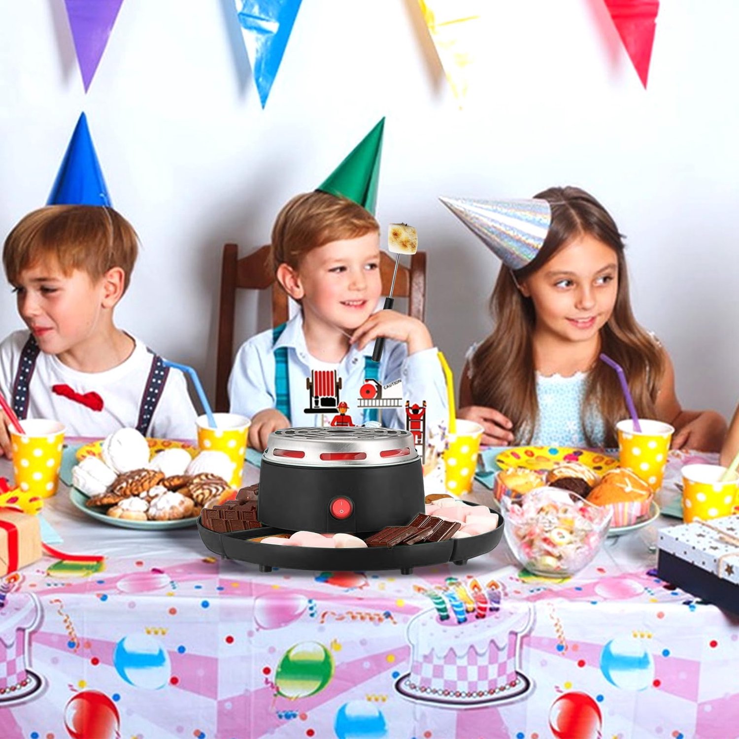 Namajunas - 2-in-1 S'mores maker en chocolade fondue set - 4 Afneembaar blad - Met 4 Marshmallow rooster & 260ML RVS Blad - Vlamvrij voor binnen - Verdeeld serveerblad - Voor marshmallows, chocolade en kaas - Cadeau - Voor feesten en kamperen – foto 8