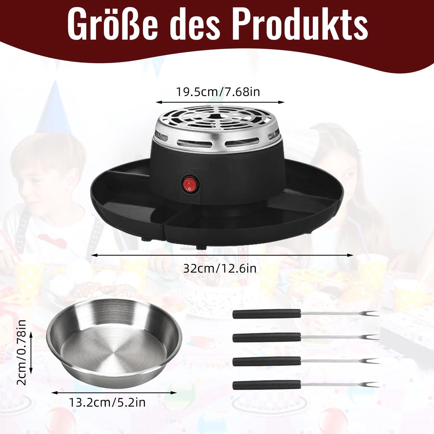 Namajunas - 2-in-1 S'mores maker en chocolade fondue set - 4 Afneembaar blad - Met 4 Marshmallow rooster & 260ML RVS Blad - Vlamvrij voor binnen - Verdeeld serveerblad - Voor marshmallows, chocolade en kaas - Cadeau - Voor feesten en kamperen – foto 6
