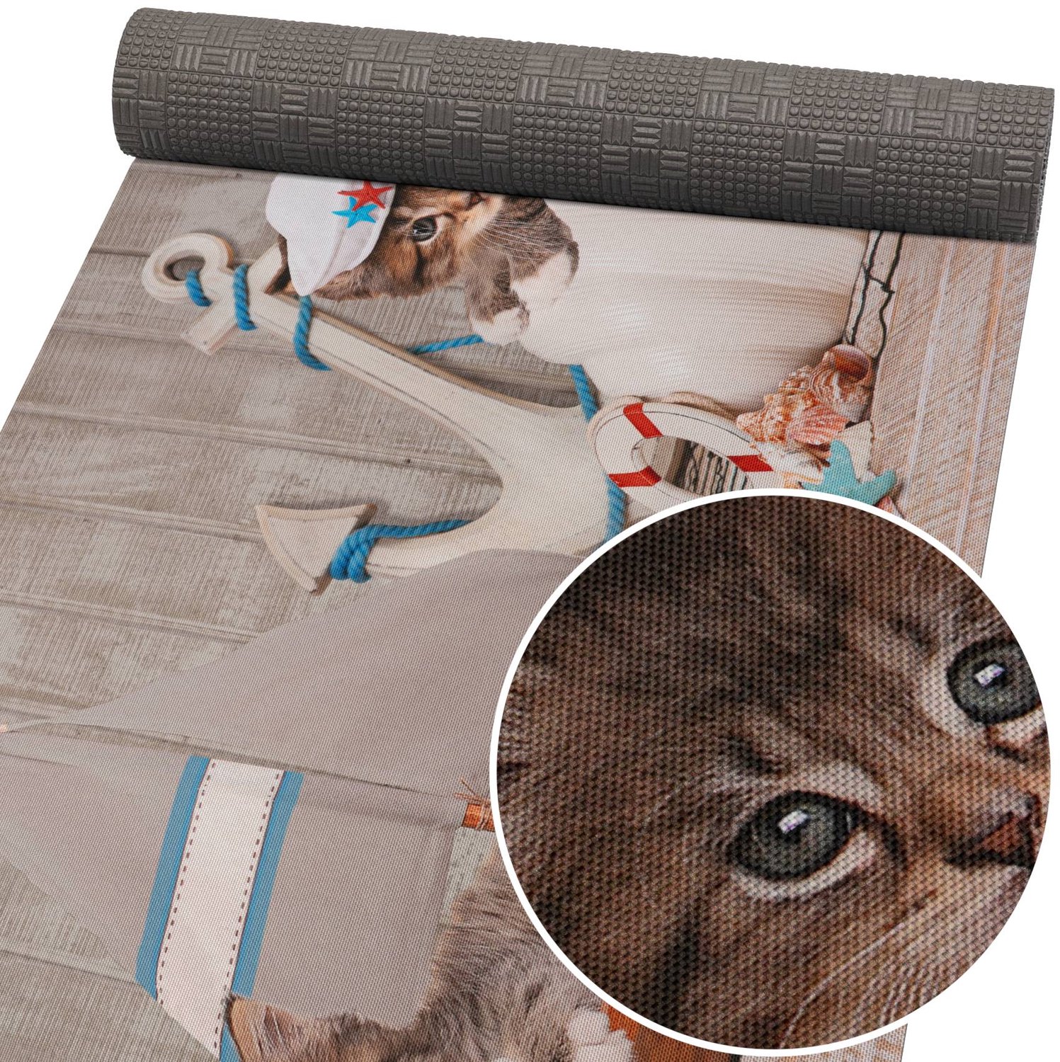 ANRO Keukenloper Katten Maritiem Meerkleurig 200x52cm – Antislip Gangloper Tapijtloper 3 mm
