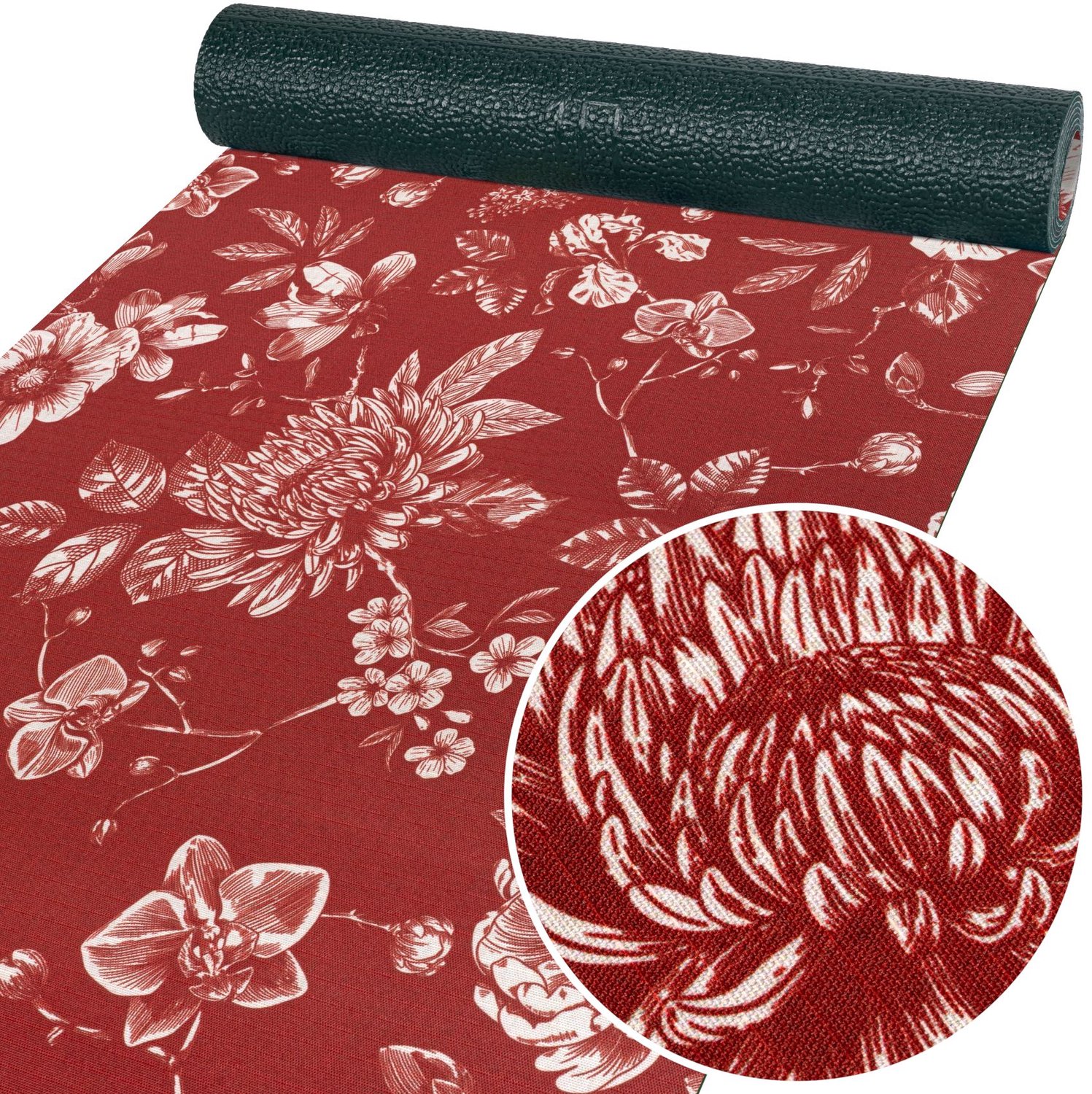 ANRO Keukenloper Velora Bloemen Rood 220x52cm – Antislip Gangloper Tapijtloper 3 mm Laagpolig