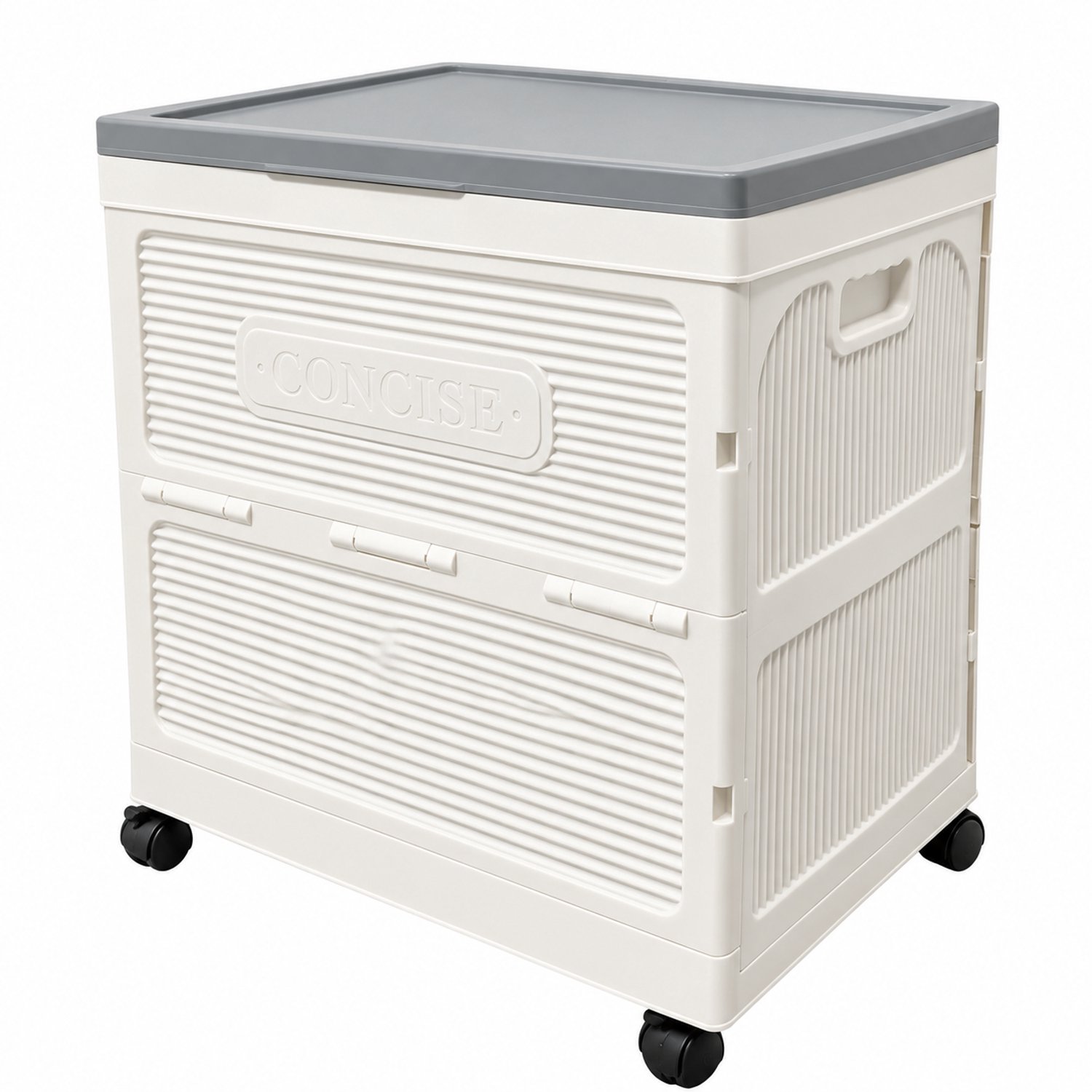 Tremeo - Opvouwbare Opbergkast met Wielen - Opbergbox met Deksel - Ruimtebesparend - Wit - Speelgoed en Kleding - 60x40x58 cm