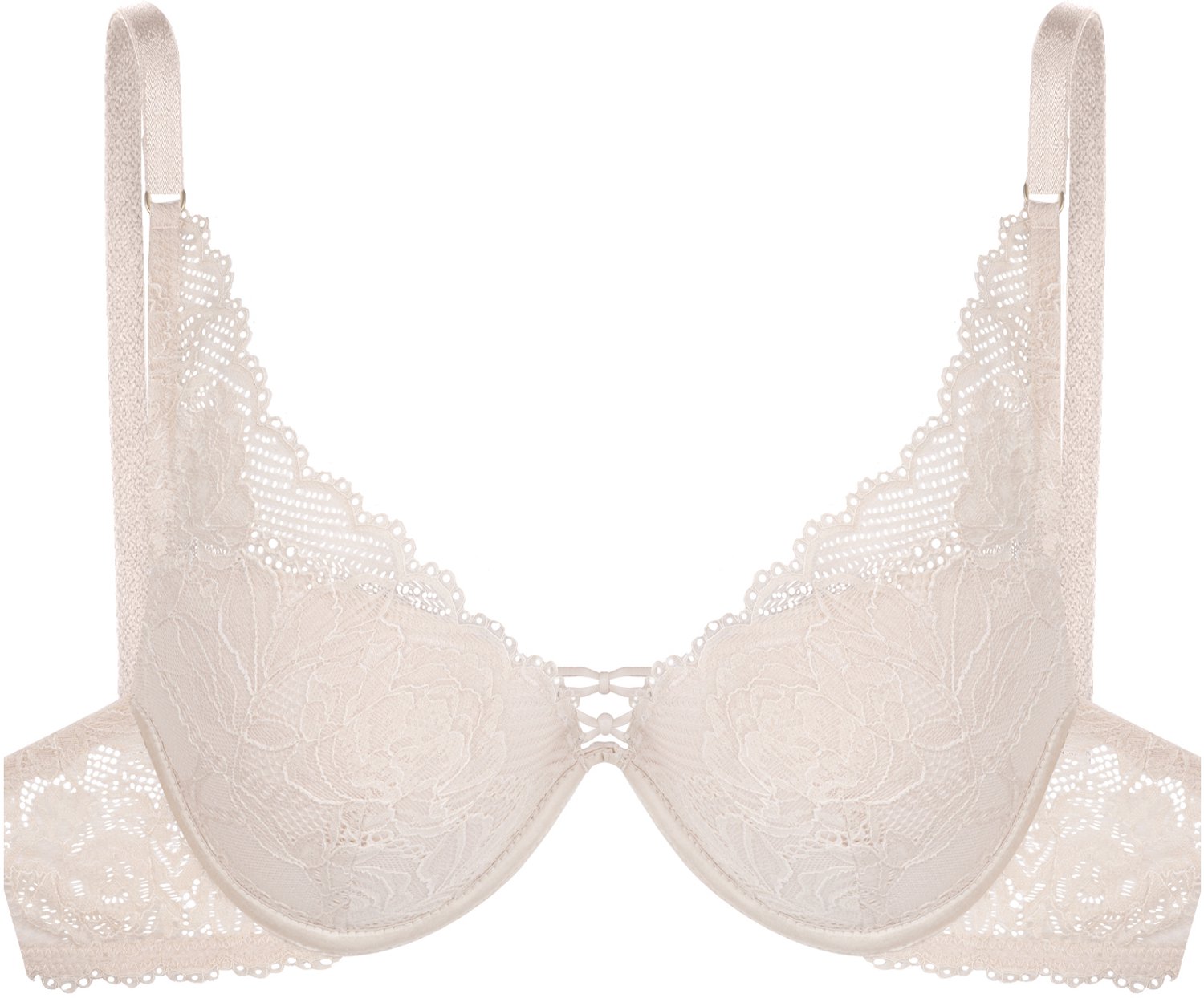 ESOTIQ Napoli - Push-upbeha - Beige - Bloemenkant - Diep decolleté