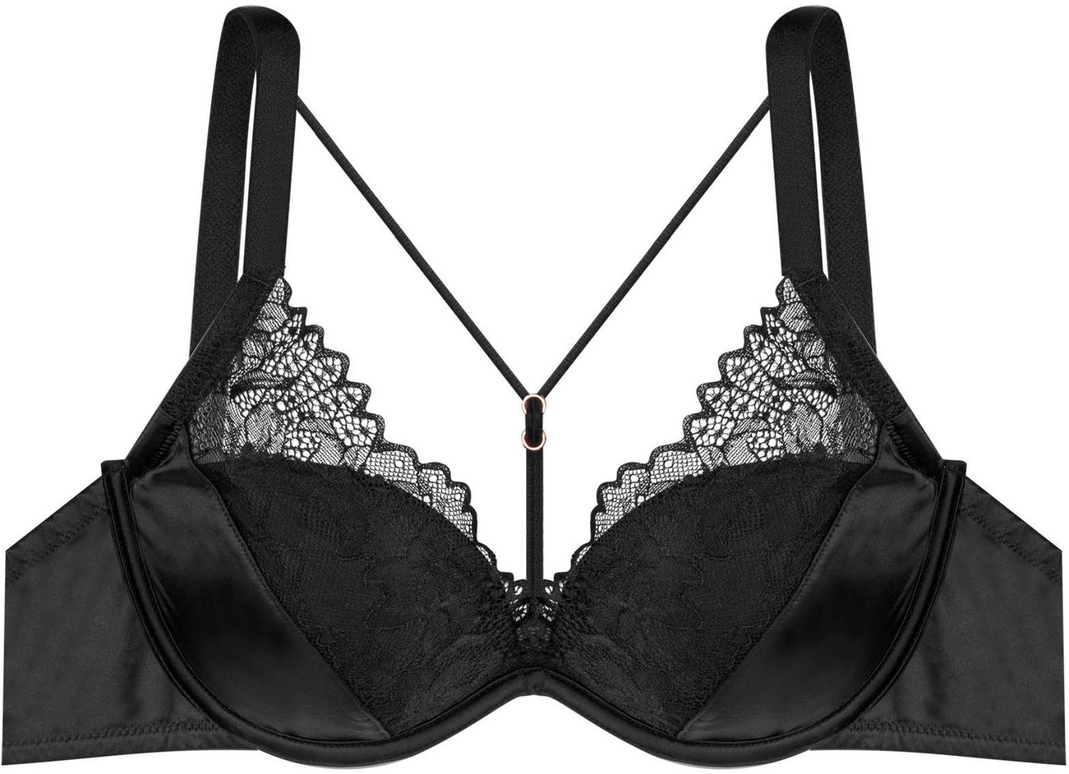 ESOTIQ Nauri - Push-upbeha - 65C - Bloemkant - Gouden details Zwart