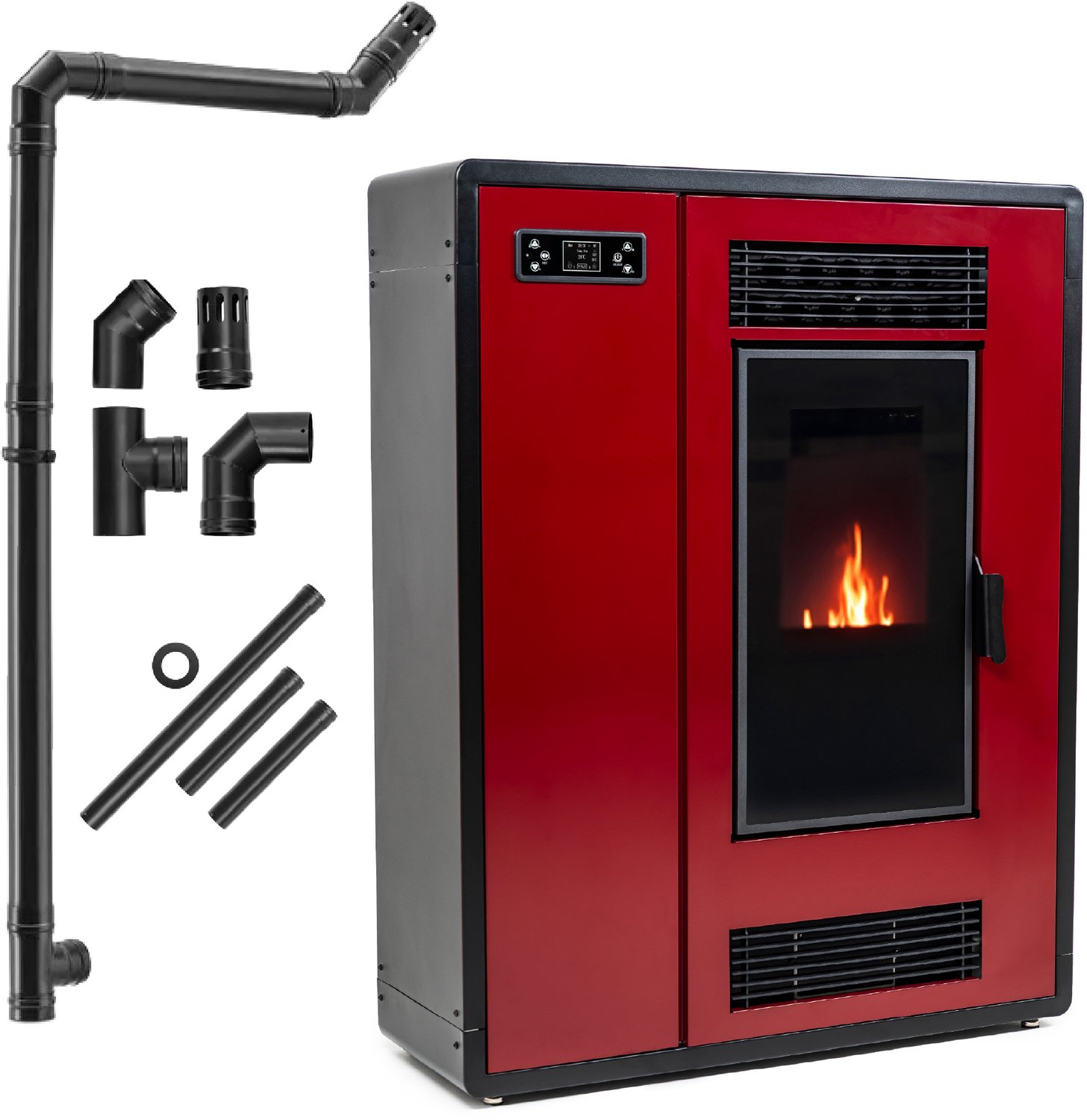 THUNDER Pelletkachel - Vrijstaand - 11 kW - WiFi - 19 kg reservoir - THUNDER ARIA-RED