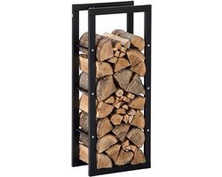 Verticaal brandhoutrek van metalen buizen tot 100 kg - 40x25x100 cm zwart