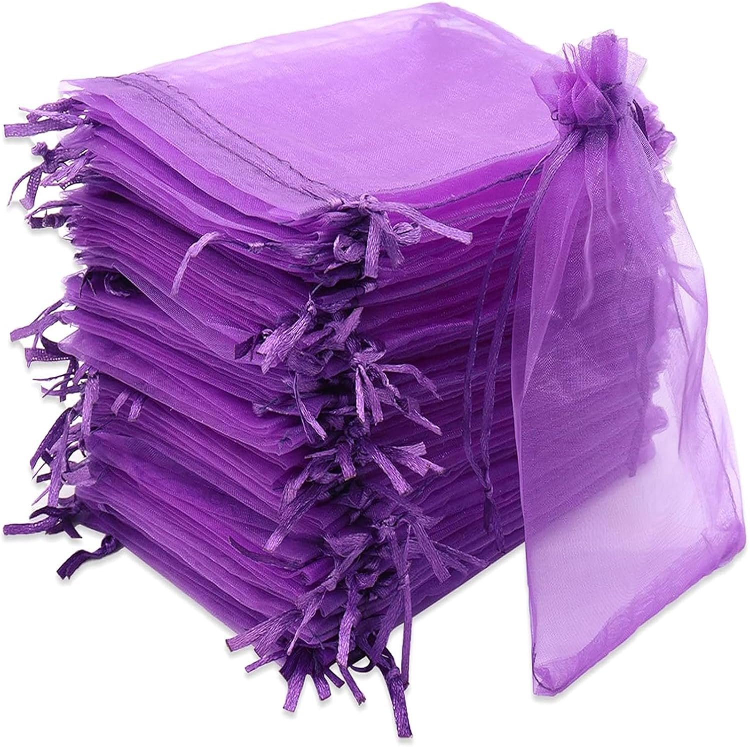 Organza zakjes 7 x 9 cm - paarse geschenkzakjes - transparant materiaal - ideaal voor bruiloften - ShopVlot