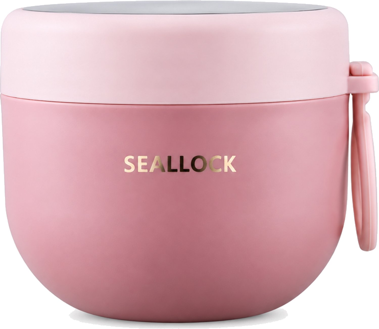 Broodtrommel van kunststof, 600 ml, roze, ronde kom met deksel