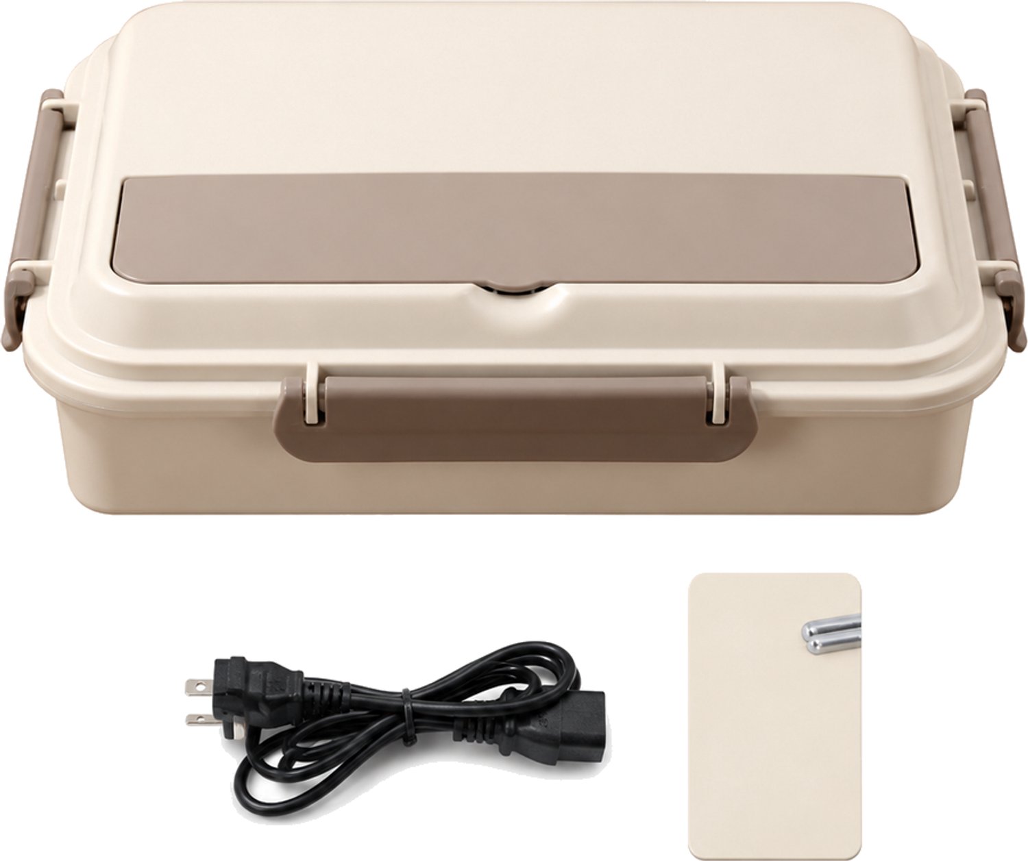 Broodtrommel met elektrische verwarming, 304-roestvrijstalen binnenbak met vier vakken, beige, 65 W, 220 V