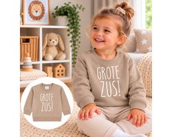 Sweater trui voor kind - Big Sister - Maat 98 beige wit zand - grote zus - familie uitbreiding vertellen Zwanger bekendmaking zwangerschap - Geboorte - Gezinsuitbreiding - Aankondiging - Cadeau - Zwangerschapsaankondiging - Girl