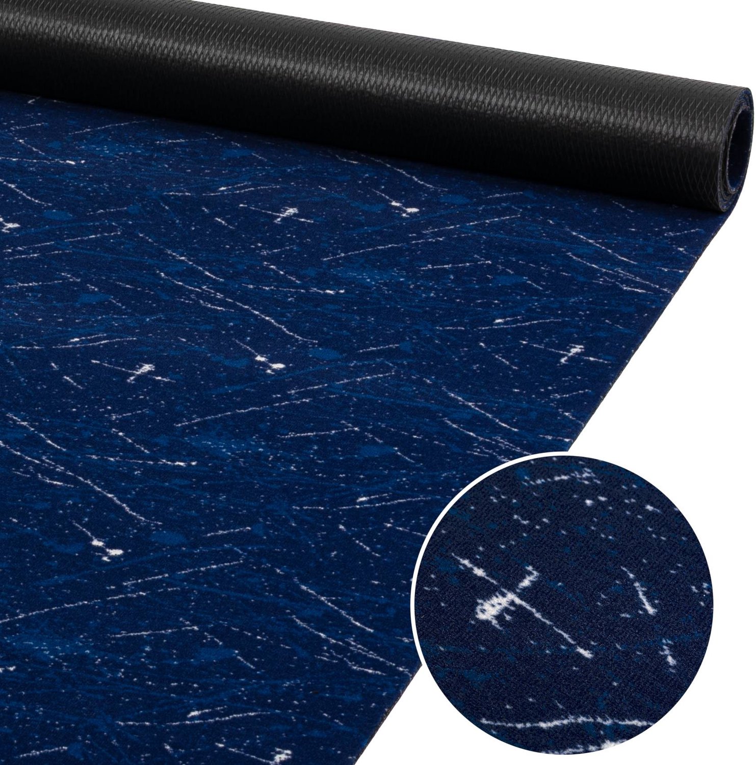 ANRO Keukenloper Rahma Blauw 220x100cm – Tapijtloper Wasbaar Antislip Gangloper Hal Laagpolig
