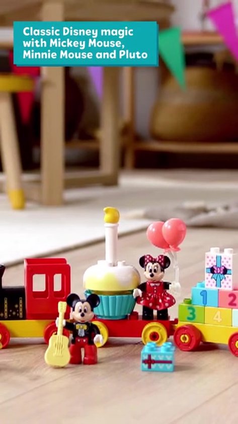 LEGO DUPLO | Disney Mickey %26 Minnie Verjaardagstrein, Bouwbaar Speelgoed voor Peuters 10941