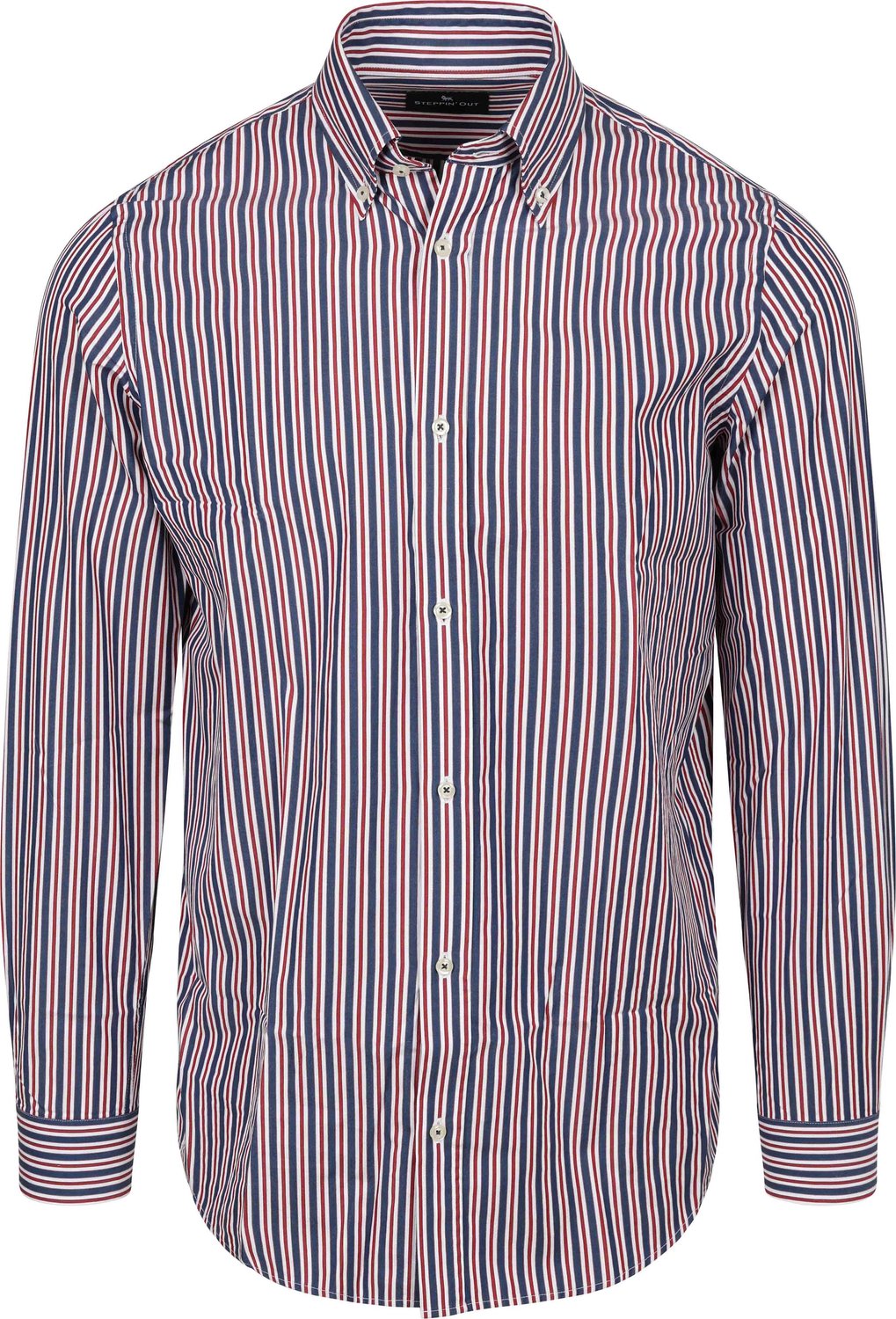 Steppin' Out Overhemd Streep Donkerblauw (navy) Rood - Maat XL - Heren