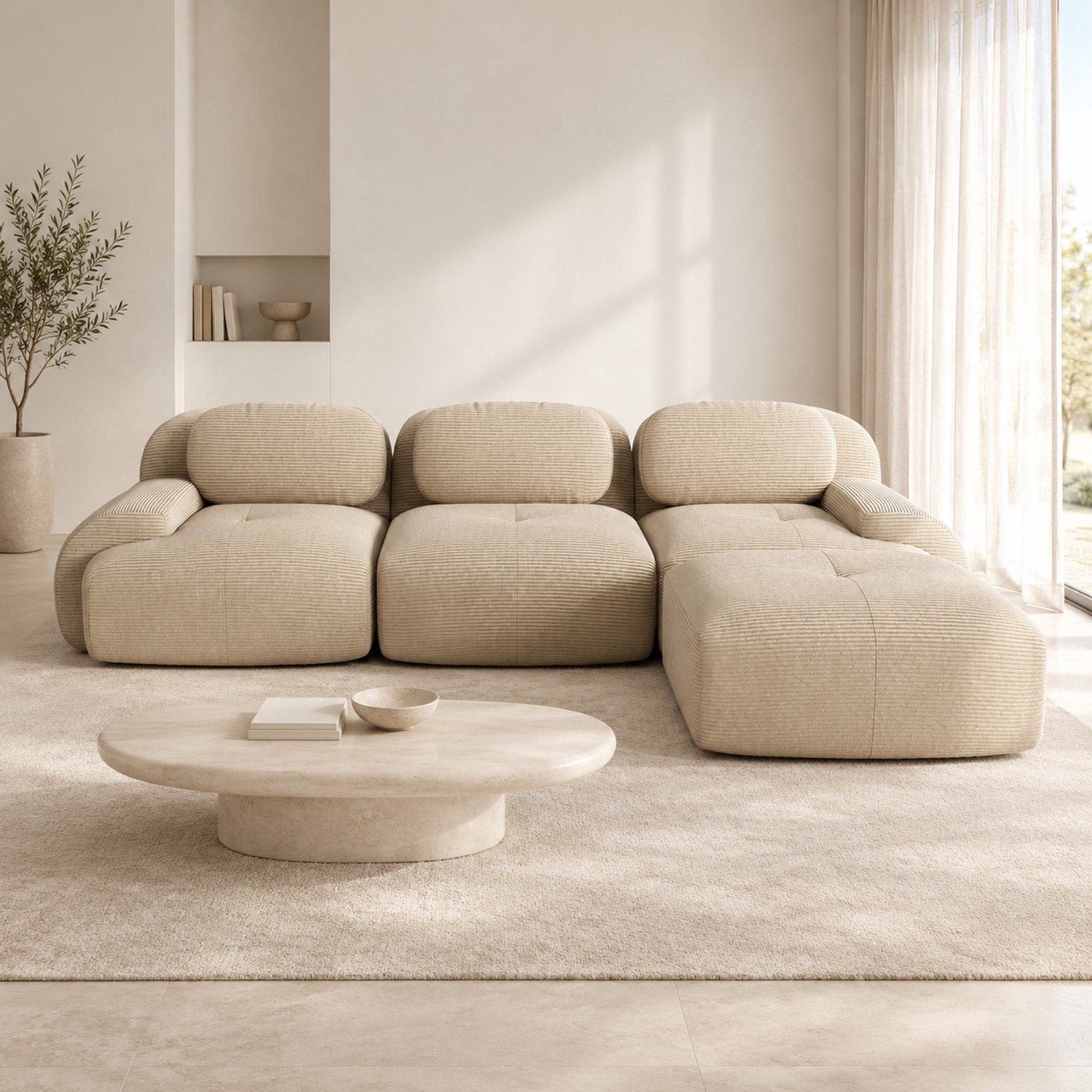 WUVRIE Modulaire hoekbank 298x178 cm - 3-zits, zonder montage - Beige