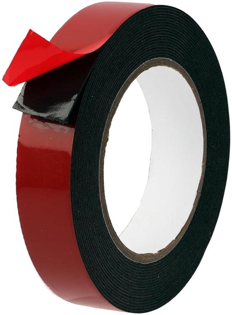 Allecto plus - Dubbelzijdig plakband - 5 m x 25 mm - Water- en hittebestendig - Voor wandmontage - voor led, auto, huis, kantoor en buiten