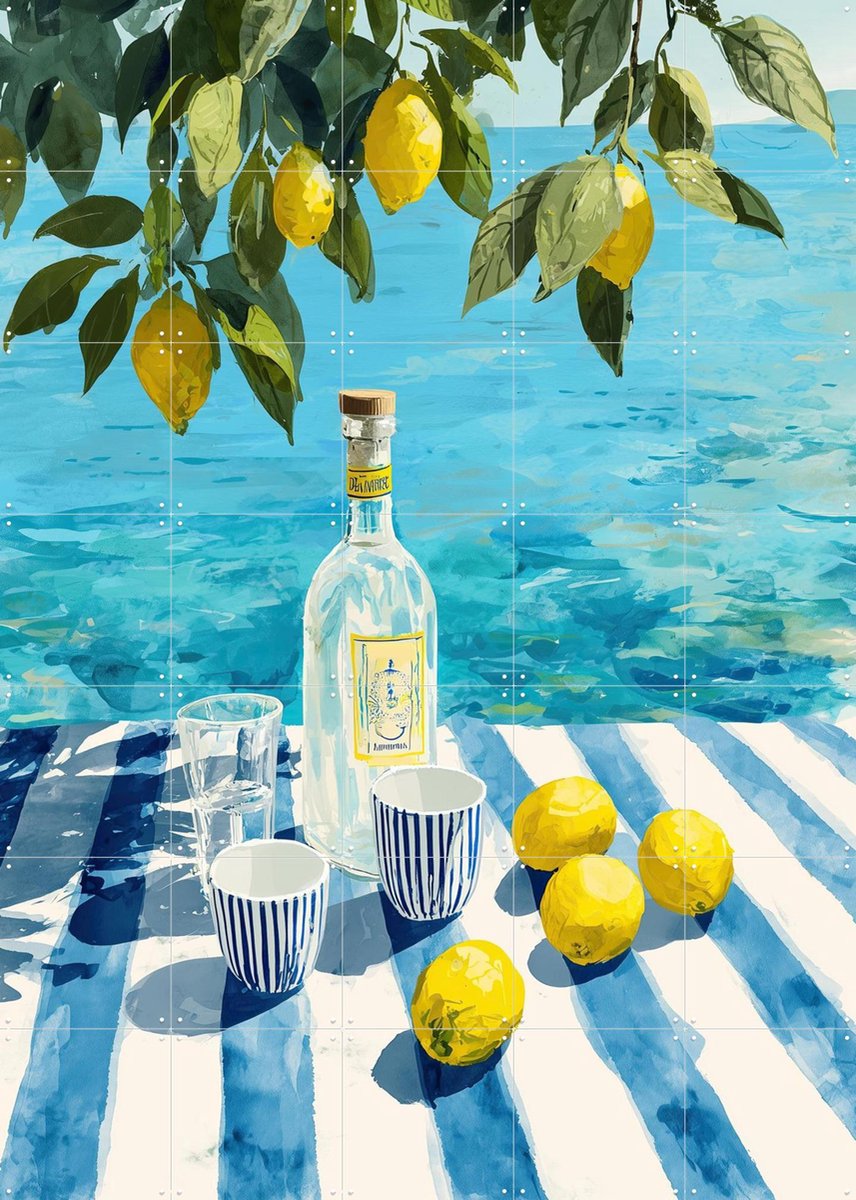 IXXI Lemon Tree Afternoon, Branka Kodžoman - 100 x 140 cm - Gratis ophangtool - Grote wanddecoratie en posters - Speels, Modern, Kleurrijk, Aquarel