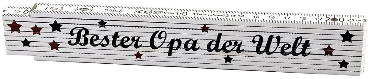 Duimstok - Hout - 2 meter - Met Opdruk 'Bester Opa der Welt' - Voor Grootvaders