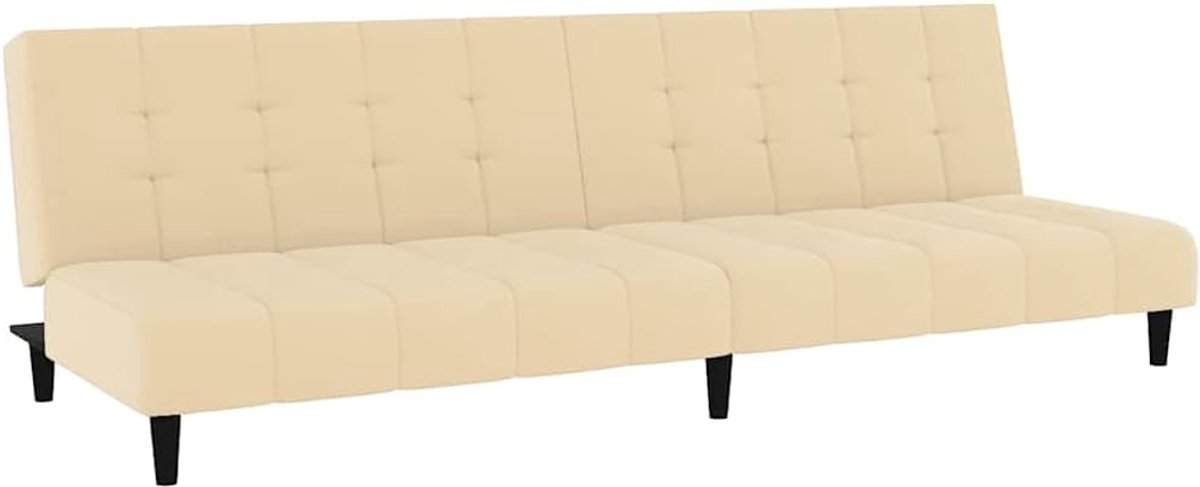 2-zits, crèmefluweel, bedbank met houten frame, comfortabele fluwelen bank voor woonkamer en kantoor, veelzijdig zitmeubel met 2-in-1 functie, robuuste velours overtrek