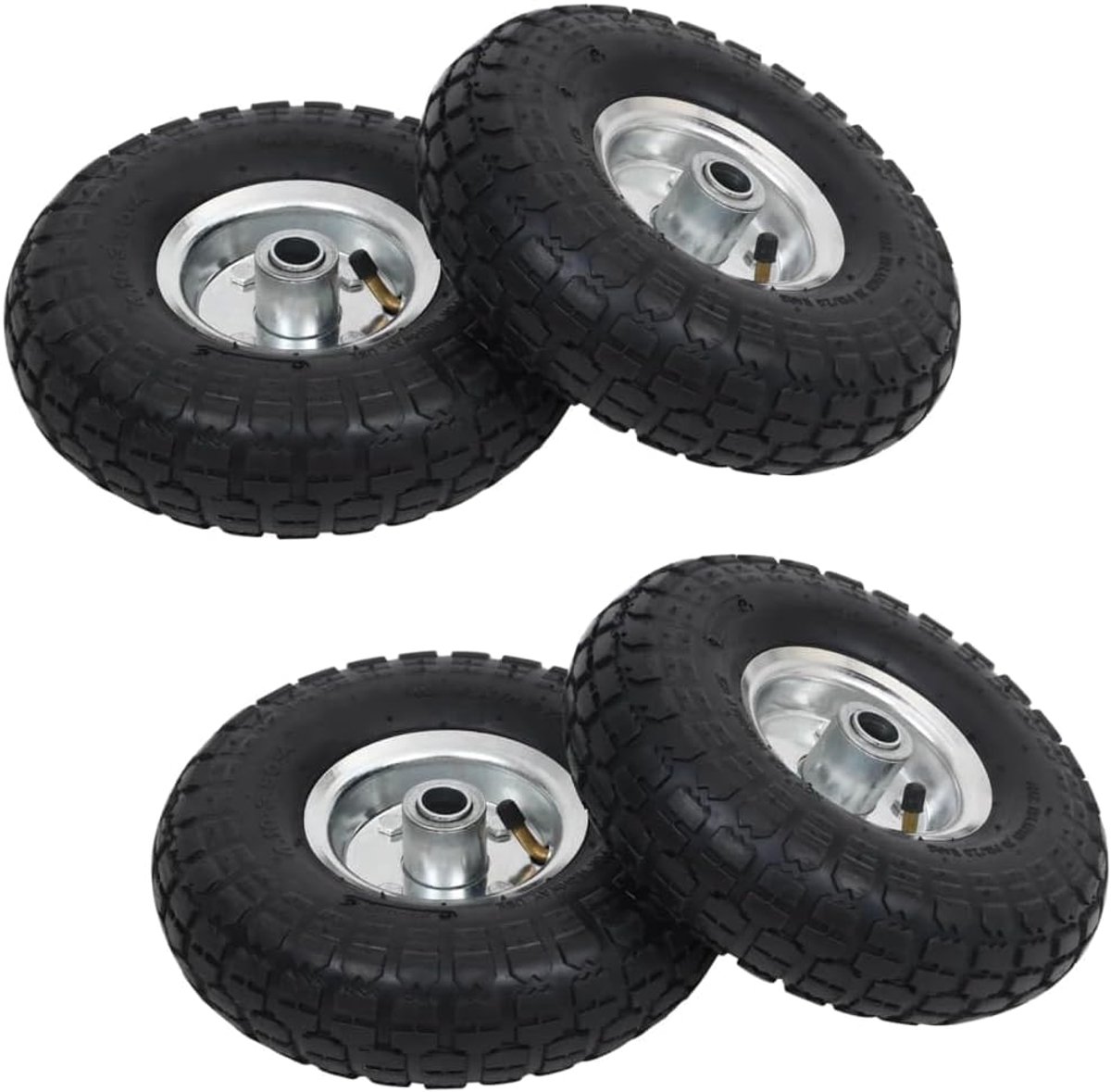 Steekwagenwielen, set van 4, 260 x 83 mm, reservewiel luchtbanden 4.10/3.50-4 met metalen velg, belastbaar tot 100 kg, banden voor handwagen, bolderkar