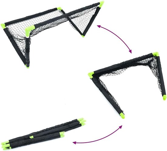 Voetbaldoel voor kinderen, 90 x 64 x 64 cm, inklapbaar voetbaldoel voor tuin en binnen, robuust trainingsdoel met haringen, zwart — afbeelding 4