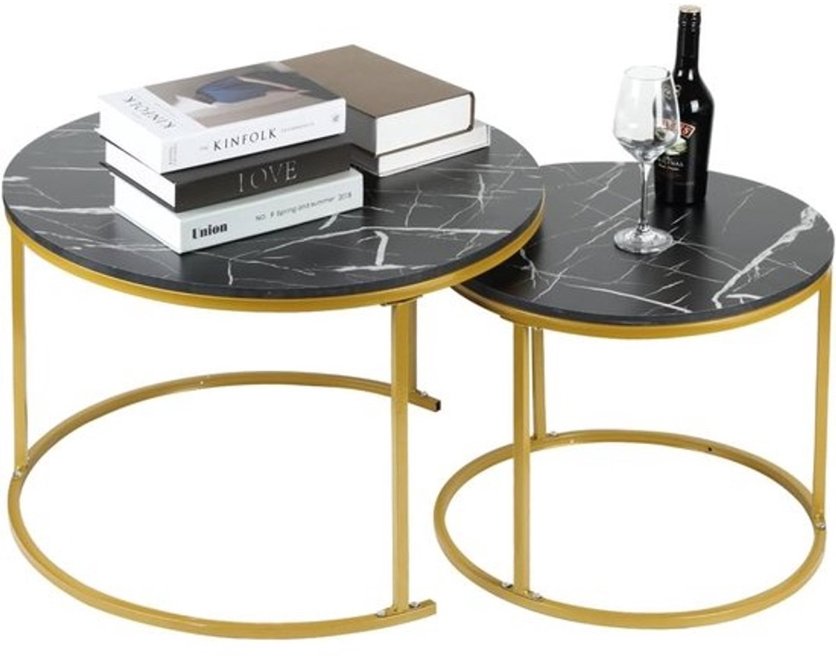 Set van 2 Ronde Uittrekbare Salontafels - Industrieel Design