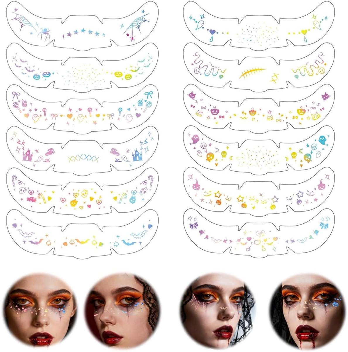Tijdelijke tatoeages met nep-sproeten en henna, 12 stuks glitter-sproeten voor op het gezicht, voor carnavalsvoorstellingen, feesten en festivals (B)