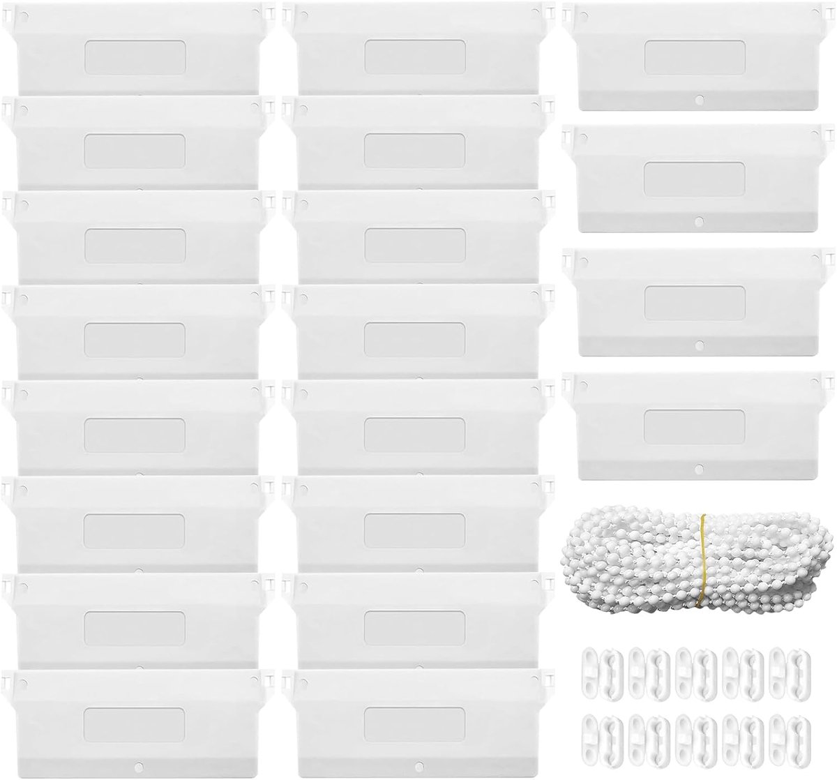 20 stuks lamellengordijnen, verzwaringsplaten 127 mm met 10 m witte ketting, rolgordijnketting, 20 kettingverbinders, lamellengordijn, reserveonderdelen, accessoires, gewichten voor verticale