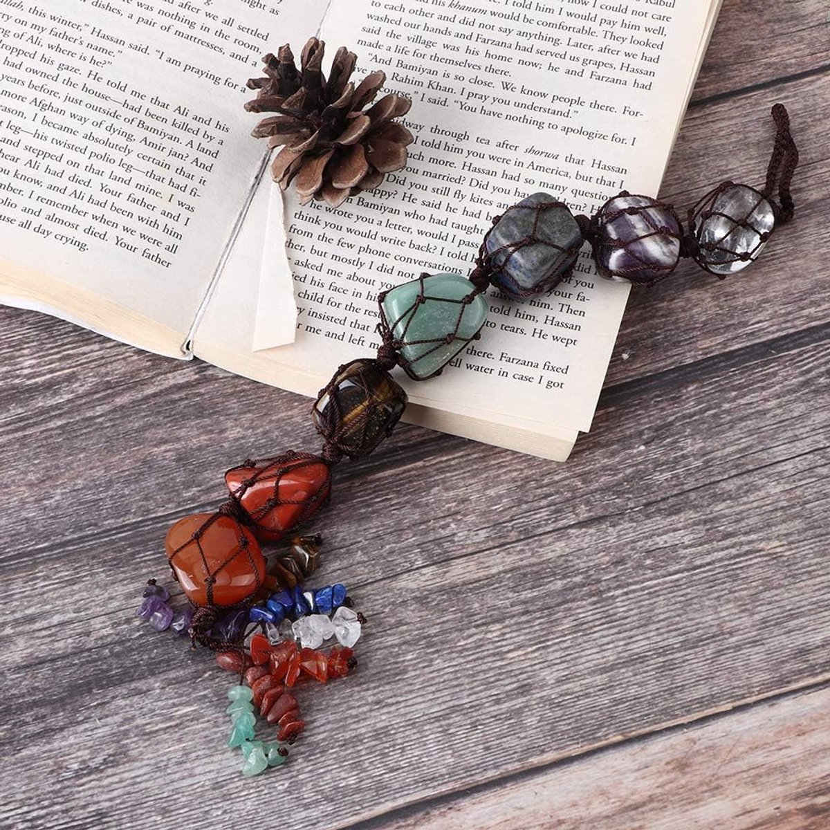 Chakra Healing Edelstenen Hanger voor Home Decor of Crystal Healing, 7 Chakra Hangende Ornament voor Geluk en Voorspoed, 11,8-inch Natuurlijke Jade Edelstenen Woonkamer of Kantoor