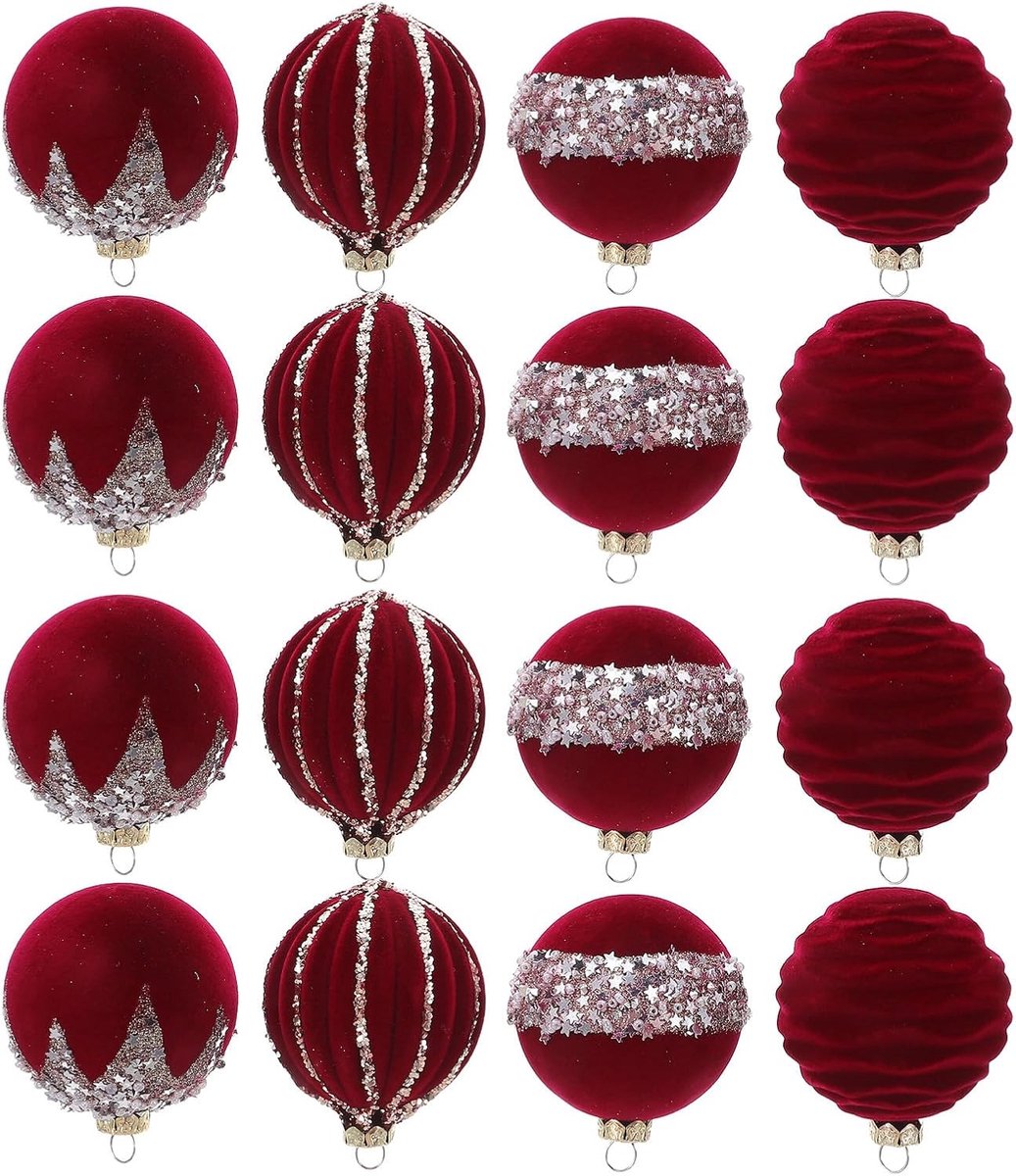 Kerstballen rood fluweel onbreekbare kerstdecoratie voor feestelijke huisversiering