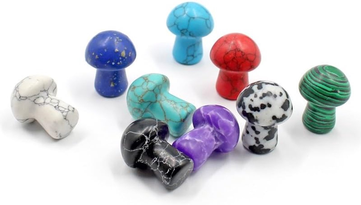 10 stuks blauwe natuurlijke kristallen paddestoel ornamenten mini 2 * 1,5 cm kleine paddestoel kristal steen handwerk desktop ornamenten decoratie