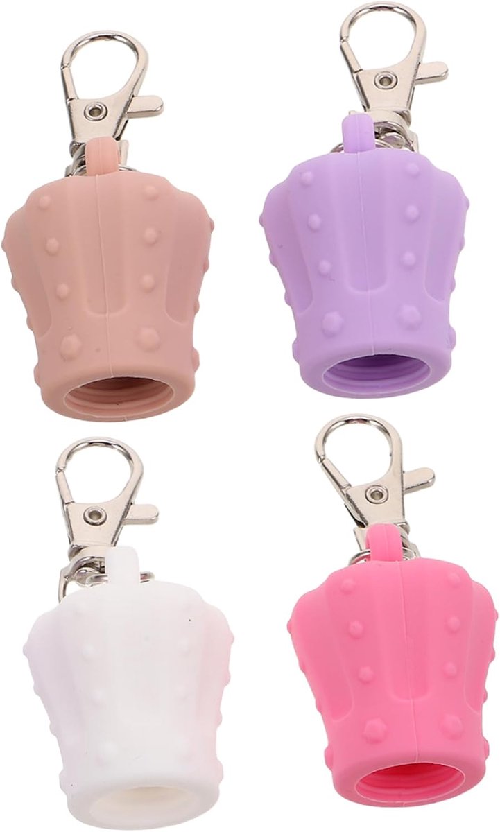 4stuks Silicone Lip Gloss Vervangkapjes Met Sleutelhanger Metalen Clip Handige Modebewuste Oplossing Voor Lipgloss Sleutels Duurzaam Makkelijk Te Reinigen