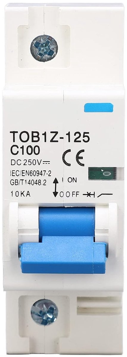 Miniatuur Stroomonderbreker, 1P DC 100A 35 Mm DIN-rail Installatie, Kleine Zonne-onderbrekerkast voor Zonne-PV-kortsluiting, Overbelastingsbeveiliging