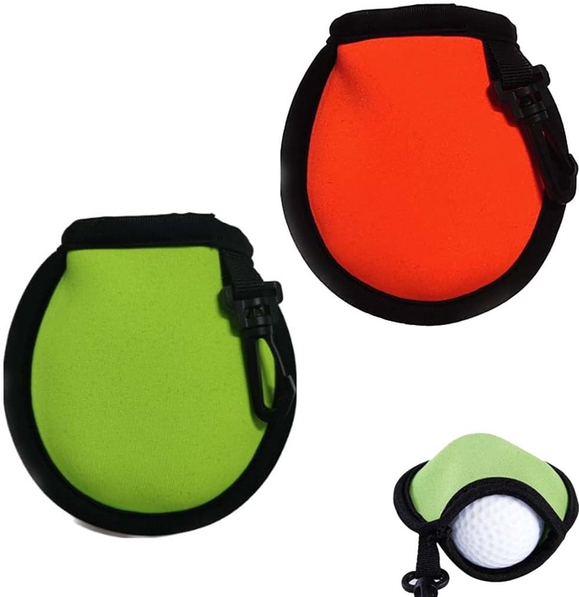 2 stuks golfreinigingszakken, draagbare golfbal-reinigingstas, waterdicht, met clip voor golfwagen, riem en golftas