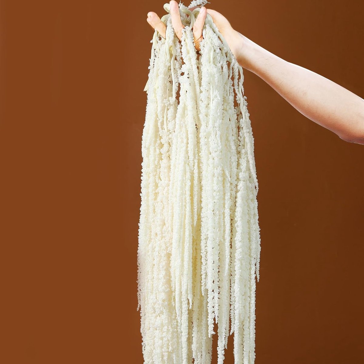 Gedroogde amaranthus hangende bloemen, 58,4 cm witte geconserveerde natuurlijke blauweregen voor bruiloftsboog, herfst Thanksgiving, tafelstuk, muurhangende minnaartranen, bloemstuk