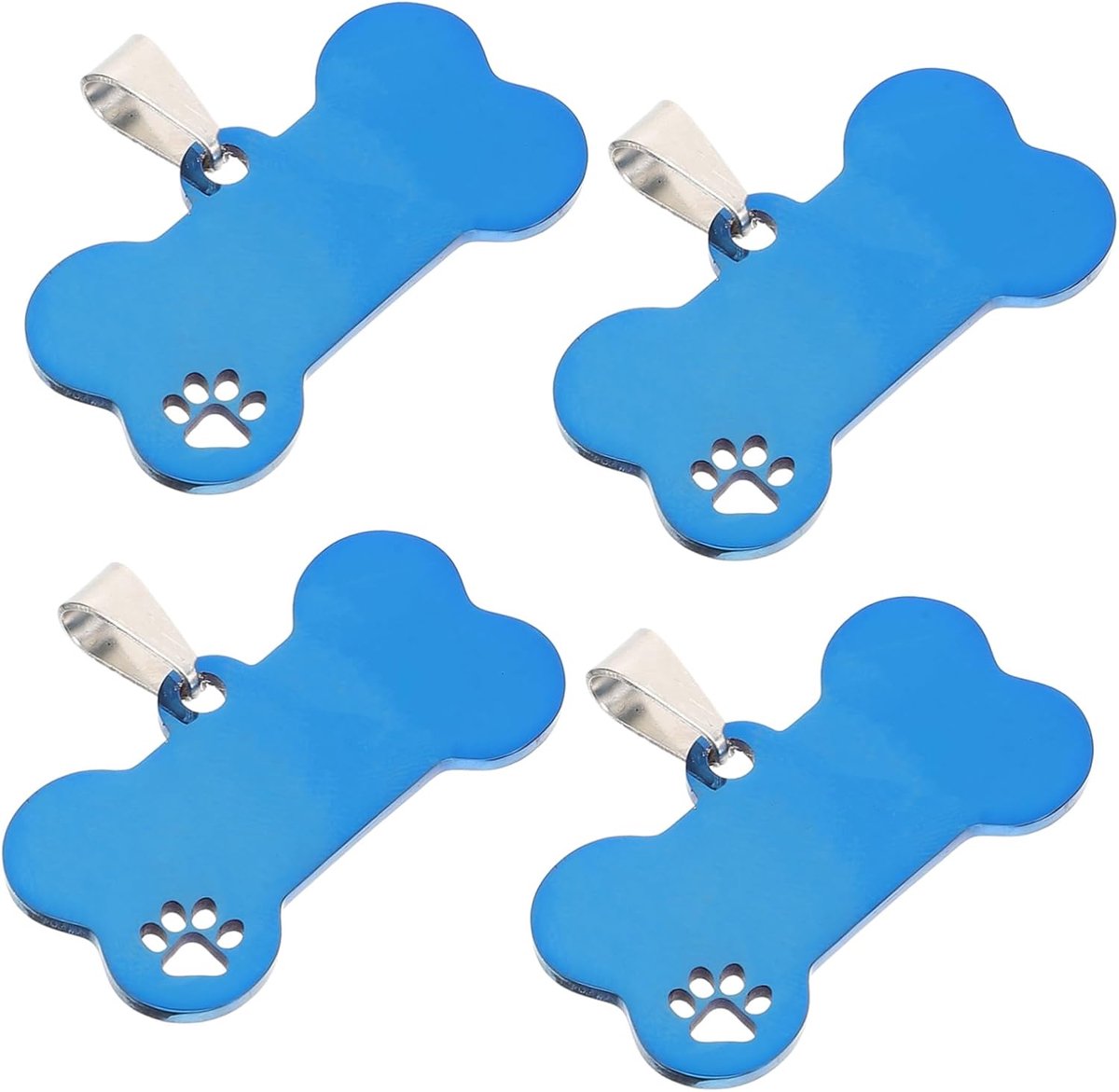 4stuks Rvs Honden Id Tags Stijlvolle Honden Tags Botvorm Gegraveerde Huisdierlabels Voor Veiligheid Geschikt Naamlabel of Hangtag