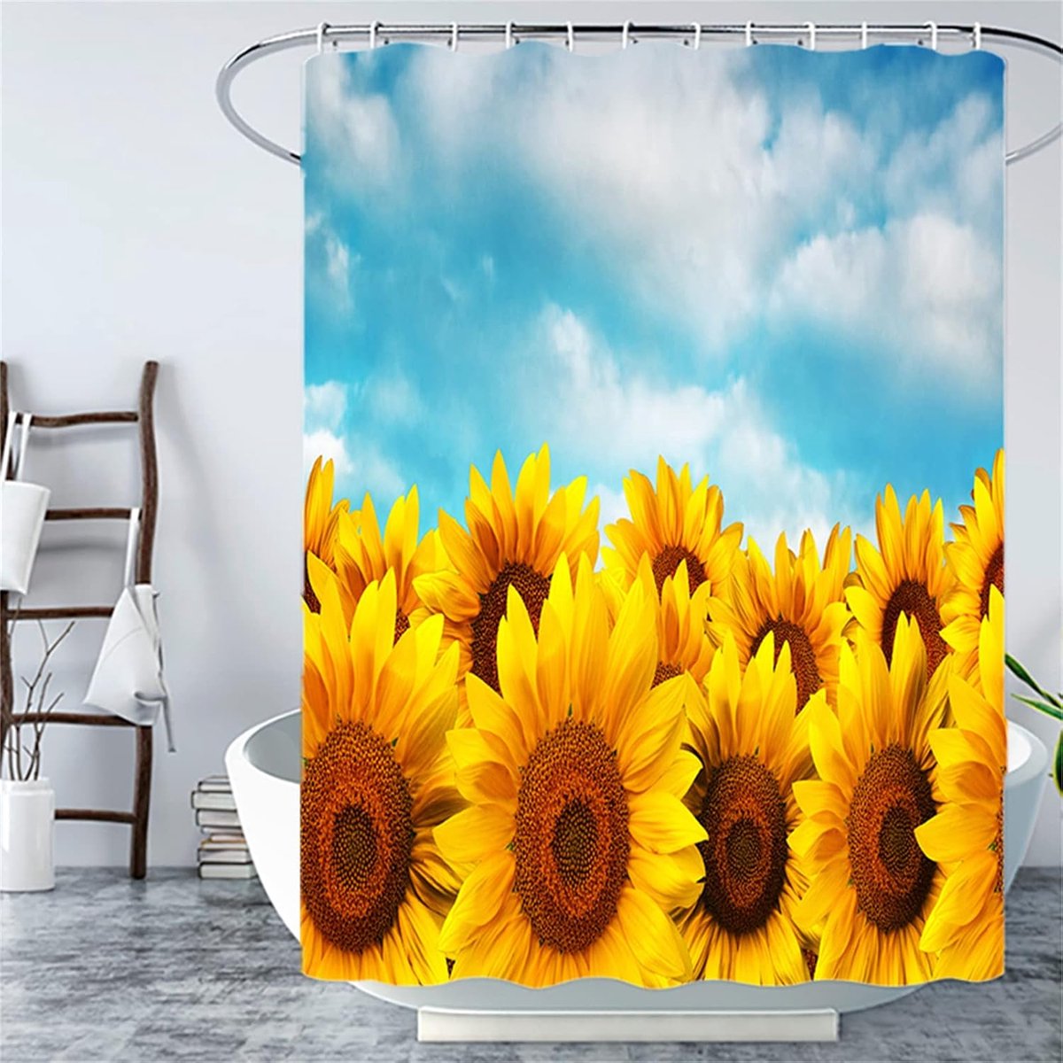 Veld douchegordijn waterdicht badkamergordijn douche-accessoires schimmelbestendig en meeldauw badgordijn B90 x L180 cm badkamerdecor douchegordijn met 12 haken -72