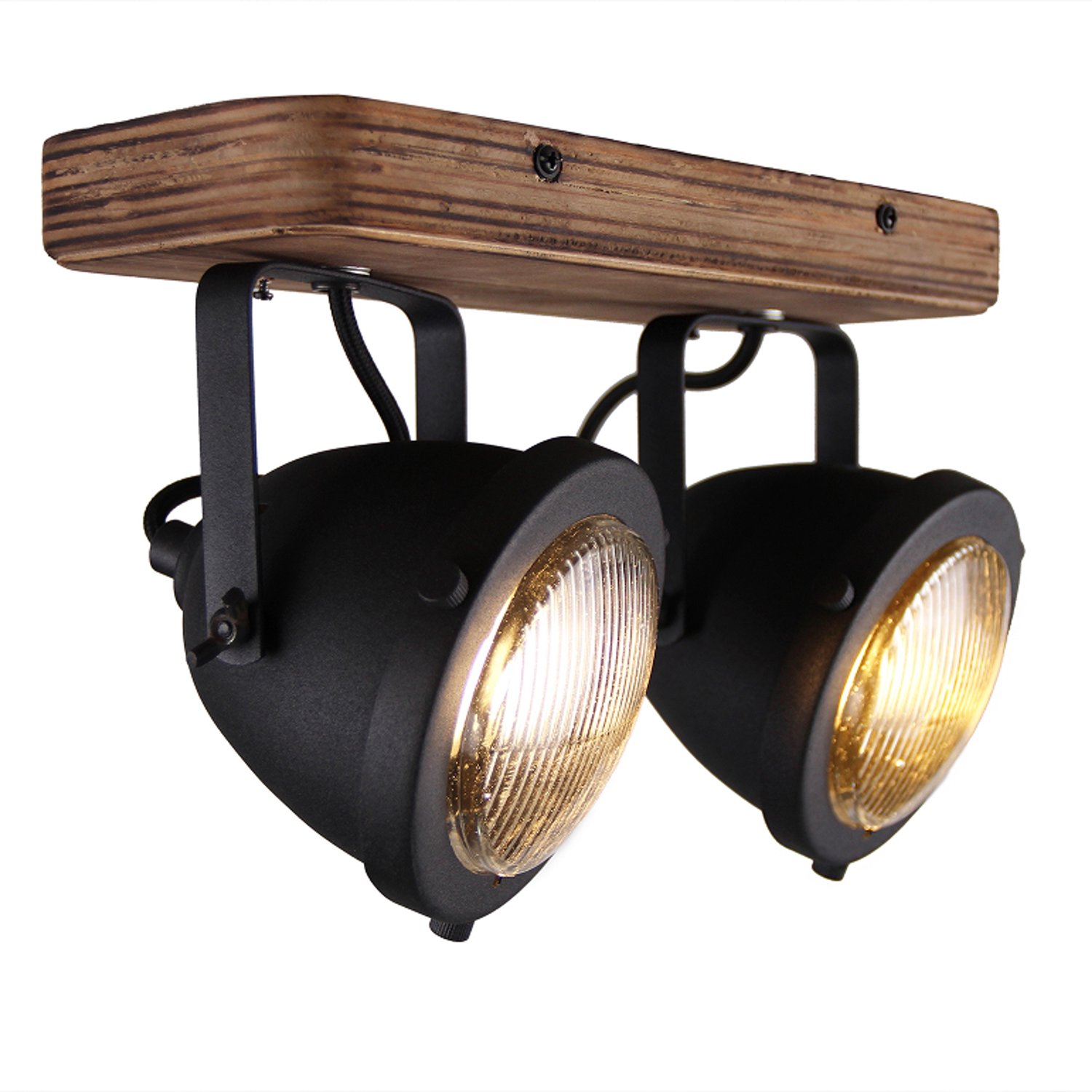 Chericoni Bella Plafondspot - 2-lichts - Ø12 cm - Zwart - Hout, Metaal