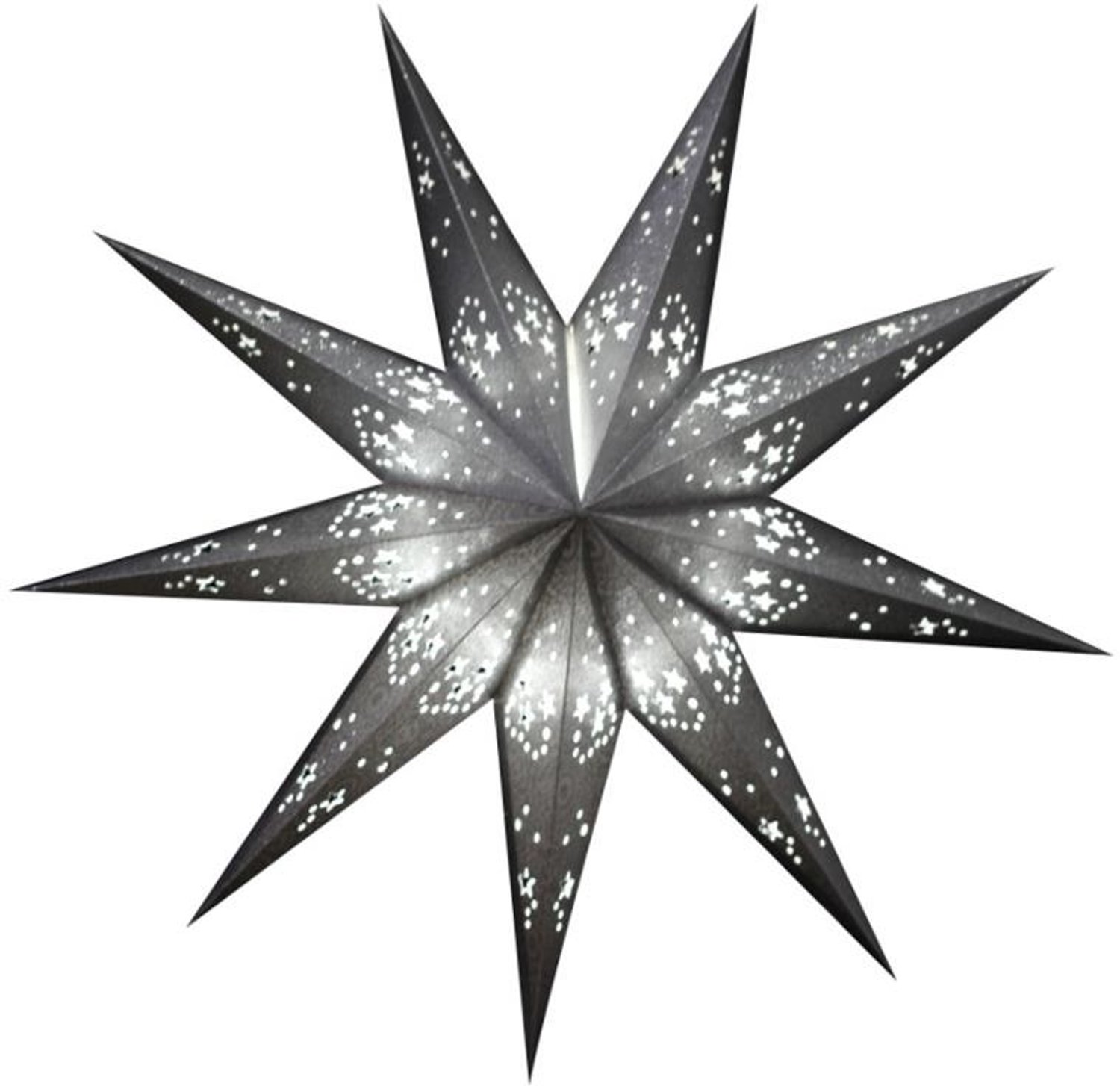 Floz Design luxe kerstster - papieren ster - zilvergrijs met glitters - 60 cm - met verlichting