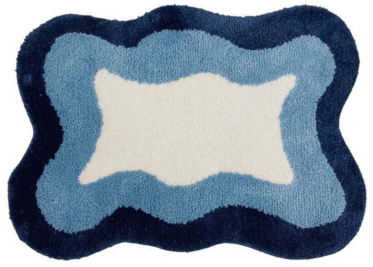 Antislipmat voor de badkamer - Onregelmatig gevormd imitatiekasjmier tapijt - 40 x 60 cm - Antislipmat voor de voeten in het toilet - Wasbaar - Zeer absorberend - Gemakkelijk schoon te maken deurmat - Blauw