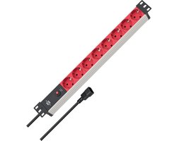 Brennenstuhl Alu-Line Stekkerdoos, 19 inch, 8-voudig voor schakelkasten (met inbouwstekker, 2 m kabel)