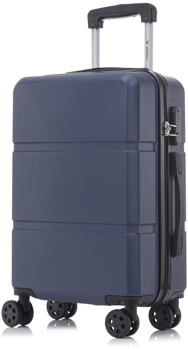 YONSLY Handbagage Koffer - 55cm - 40 L - Cijferslot- 360° Draaibare Wielen - Donkerblauw