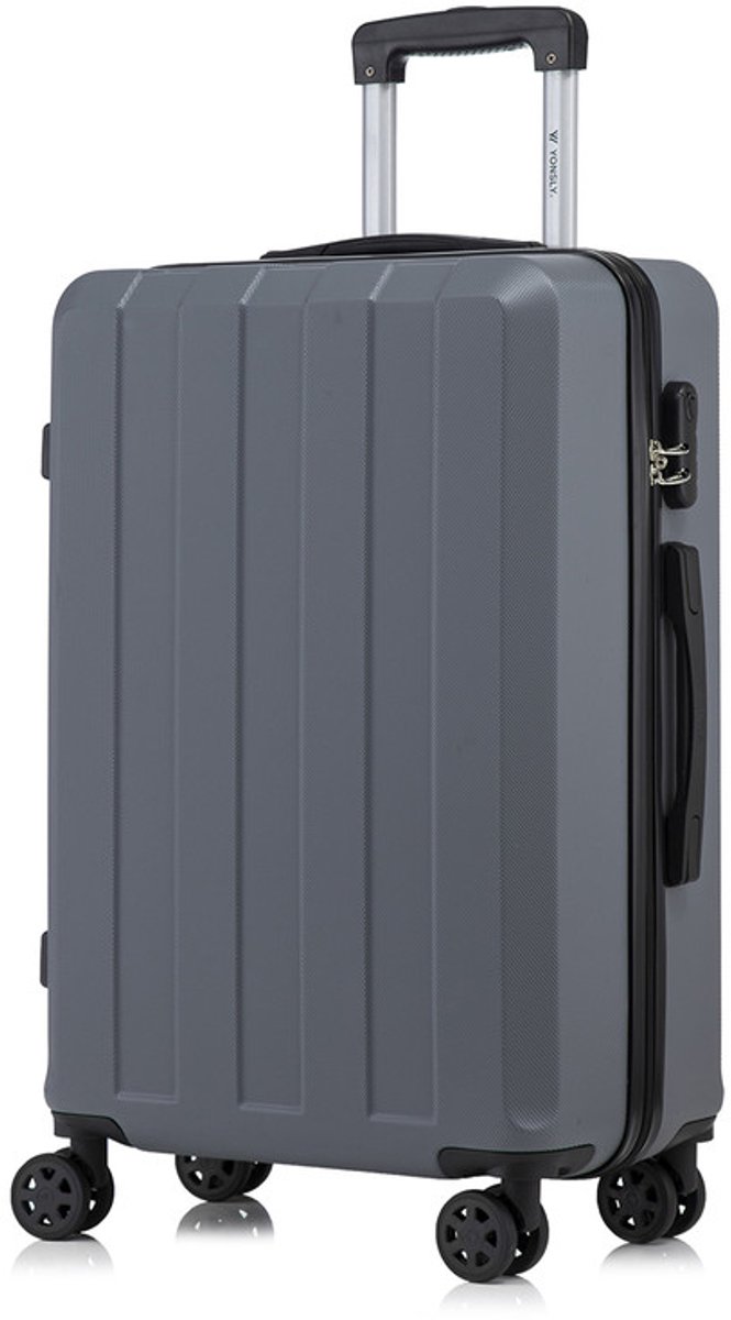 YONSLY Handbagage Koffer - 66cm - 66 L - Cijferslot- 360° Draaibare Wielen - Trolley- 66 x 43 x 26 cm - Grijs