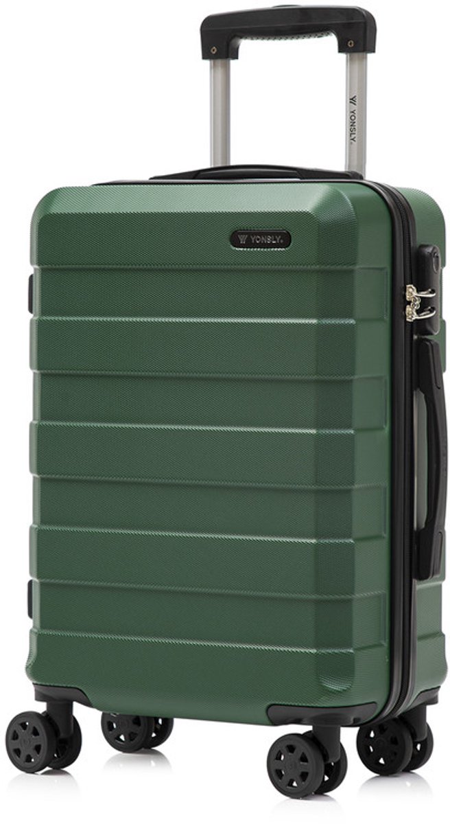 YONSLY Handbagage Koffer - 55cm - 40 L - Cijferslot- 360° Draaibare Wielen - Donkergroen