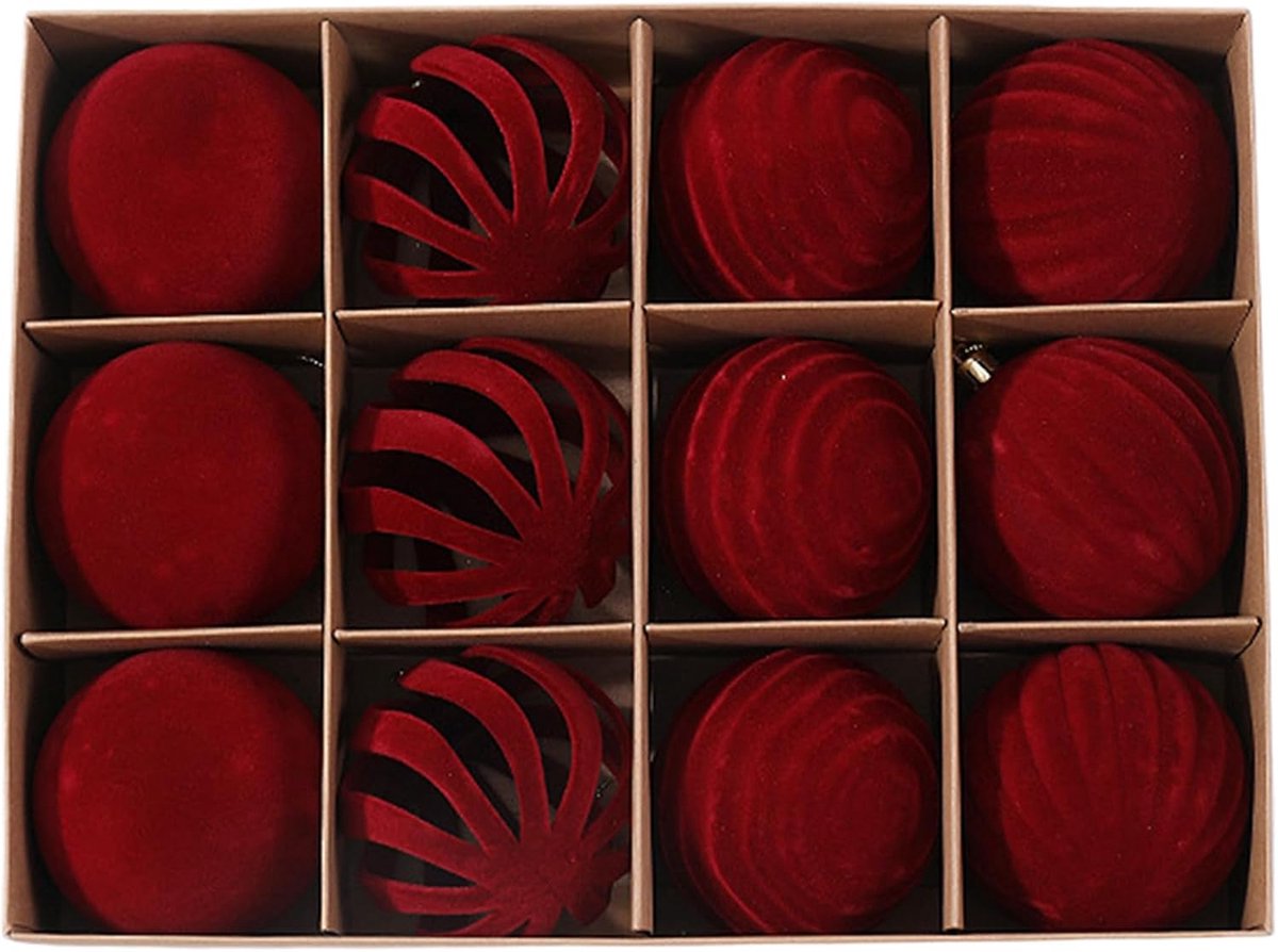 Kerstballen Versieringen - Fluwelen Rood Groen - Breekvrije Ballen Kerstboom Versieringen - Voor Buiten Open Haard Keuken Slaapkamer Woonkamer Boerderij Tuin Feestdagen