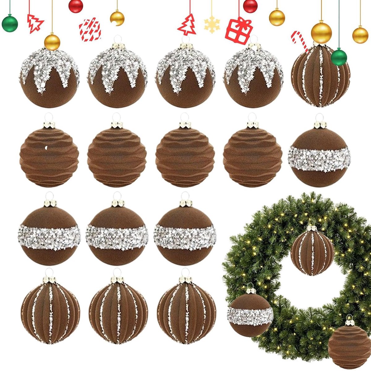Kerstballen 16 Stuks Kerstbal Ornament voor Ophanging