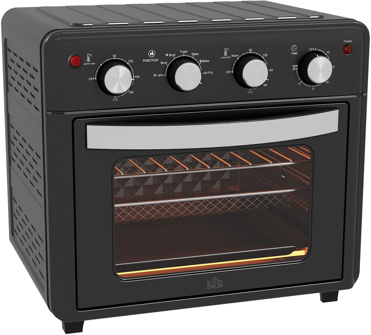 Prime Home Elektrische tafeloven - Tafeloven - Convectie oven - Vrijstaand - 30L - 1600W - 49 x 39 x 39 cm - Zwart