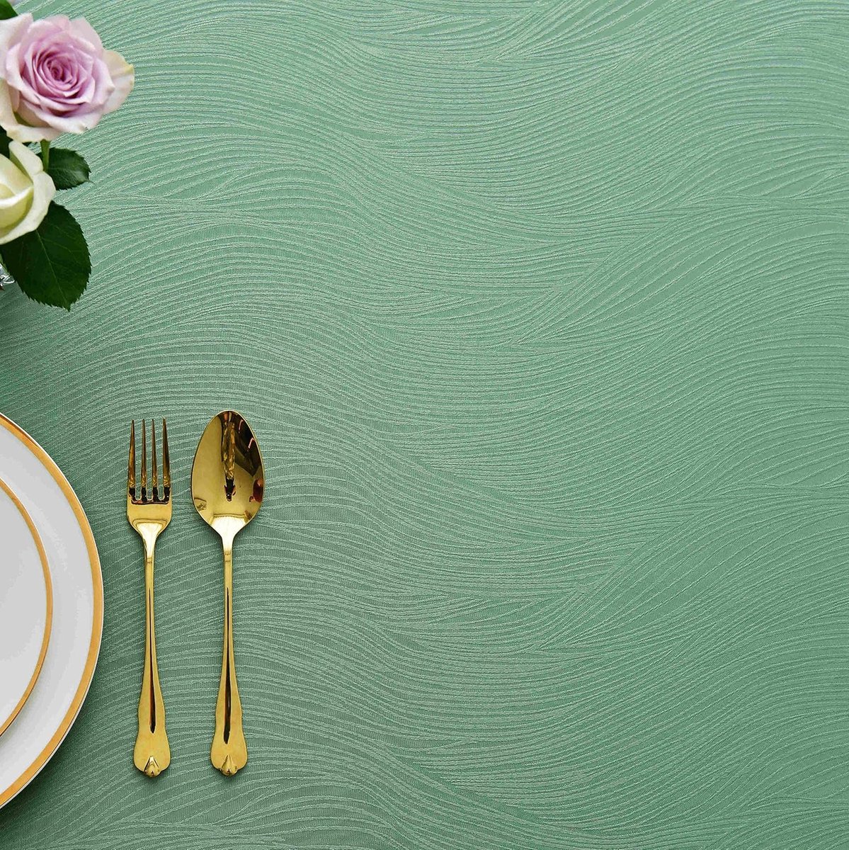 maxmill Ronde jacquard tafelkleden Swirl Design morsvrij rimpelvrij zwaar gewicht zacht tafelkleed voor ronde tafelhoes van buffetbanketfeesten vakantie diner rond 90 inch salie groen