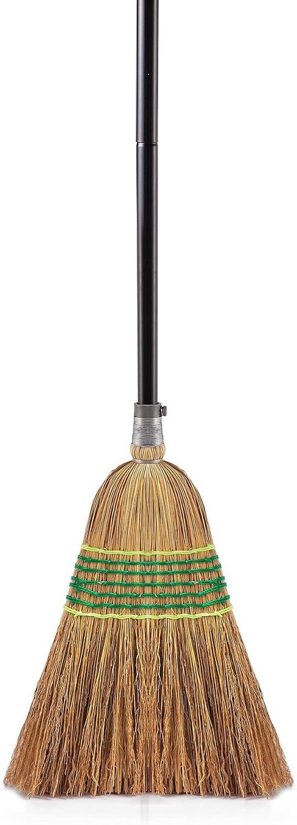 Yocada Zware maïsbezem commerciële indoor outdoor bezem 60 inch hoog perfect voor binnenplaats garage lobby winkelcentrum marktvloer thuiskantoor bladeren steen stof afval
