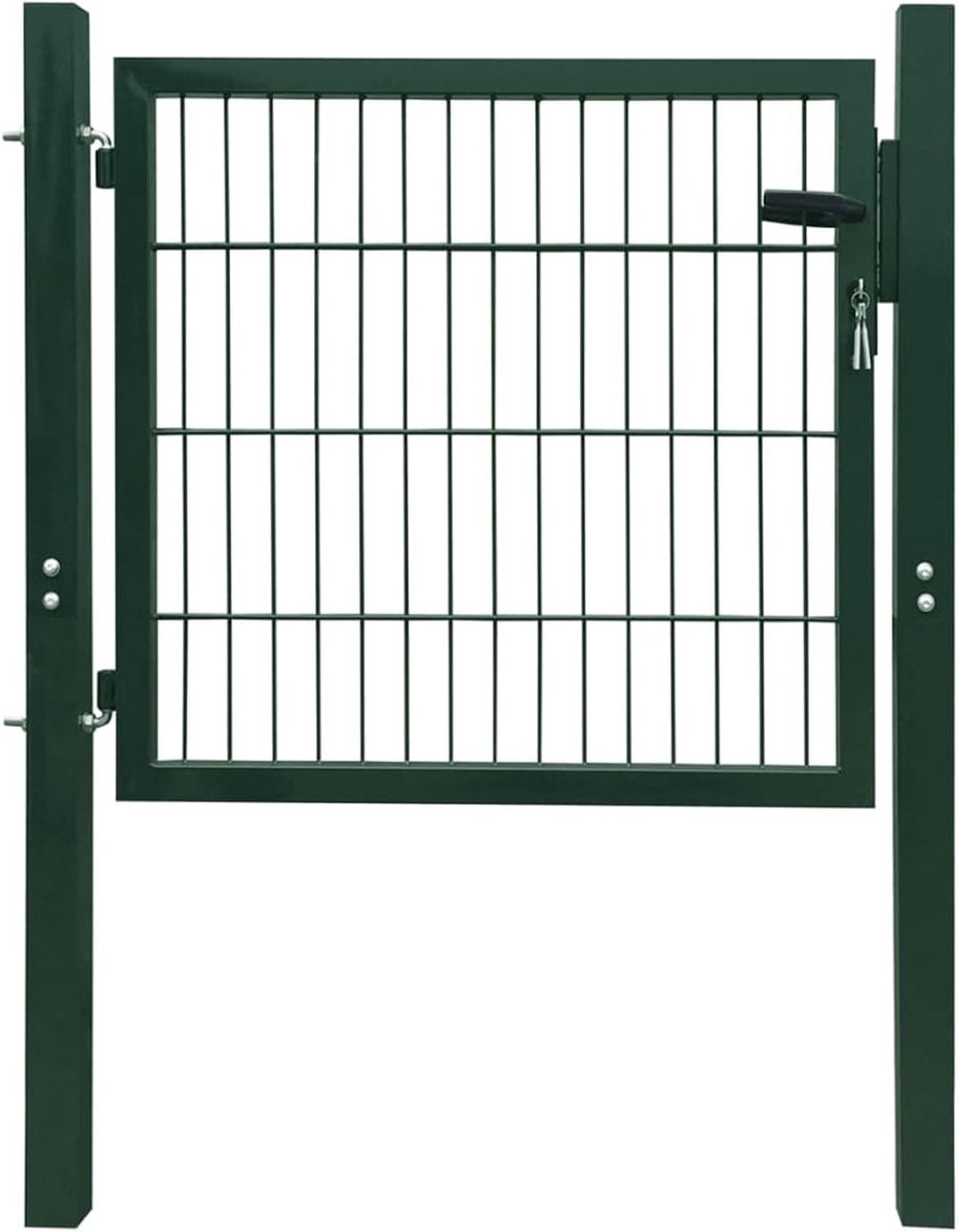Hekpoort van groen staal, 105 x 150 cm, poort voor hekken, poort voor tuinhek, 142028